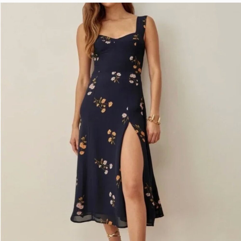 Reformation Fulton Dress Princess Margaret Floral Midi 2